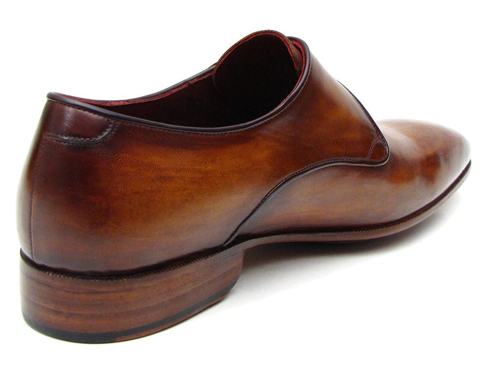 Paul Parkman Monkstraps singoli da uomo in pelle marrone (ID#69V5E)