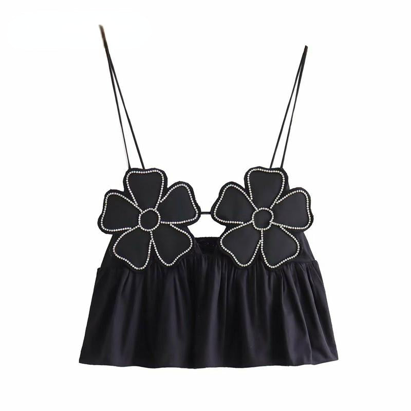 Top eleganti da donna sexy neri solidi Moda estiva con paillettes Shinning