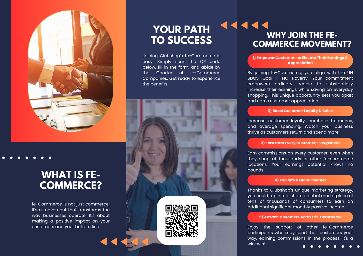 Brochure pieghevole personalizzabile con il tuo codice QR fe-Commerce