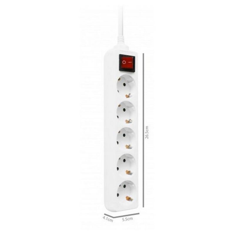 Power Socket - 5 sockets with Switch Ewent EW3916 Schuko White (1,5 m)