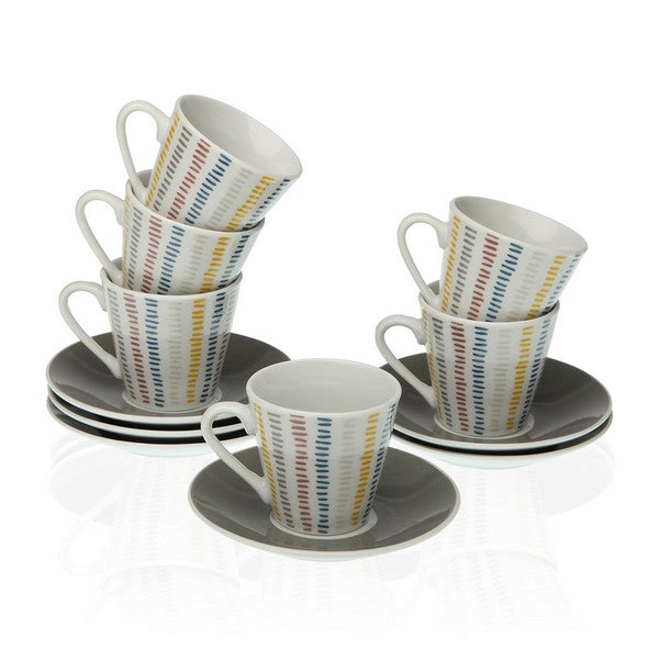Piece Coffee Cup Set Corduroy Porcelain (12 Pieces)