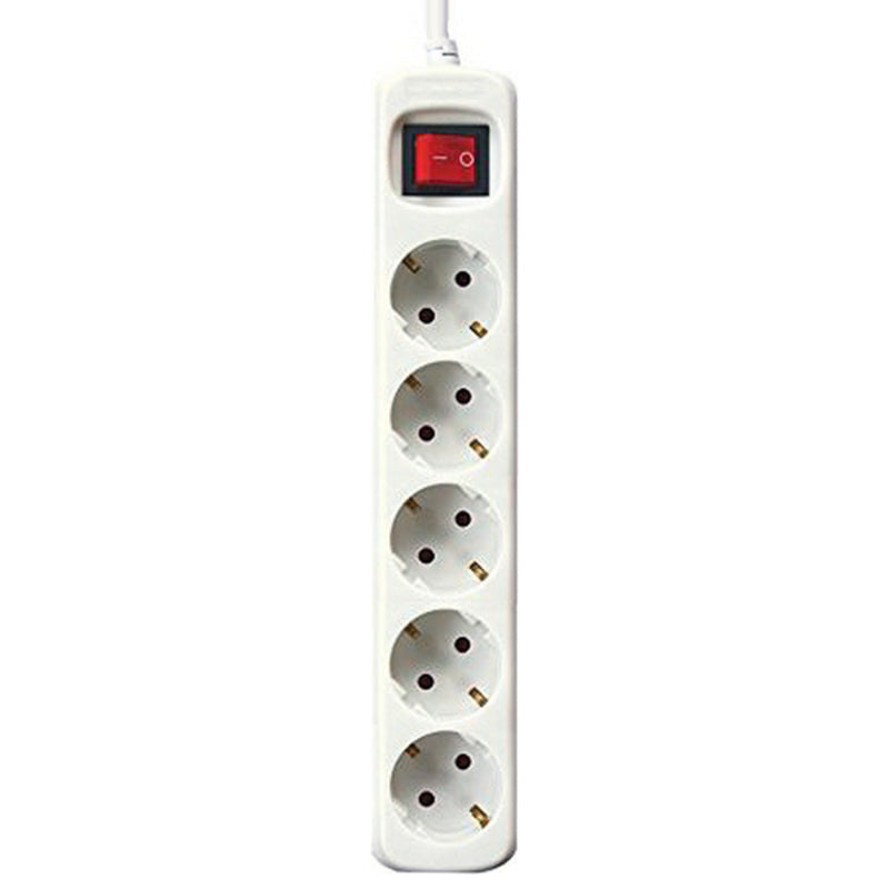 Presa di corrente - 5 prese con interruttore Argento Elettronica Bianco
