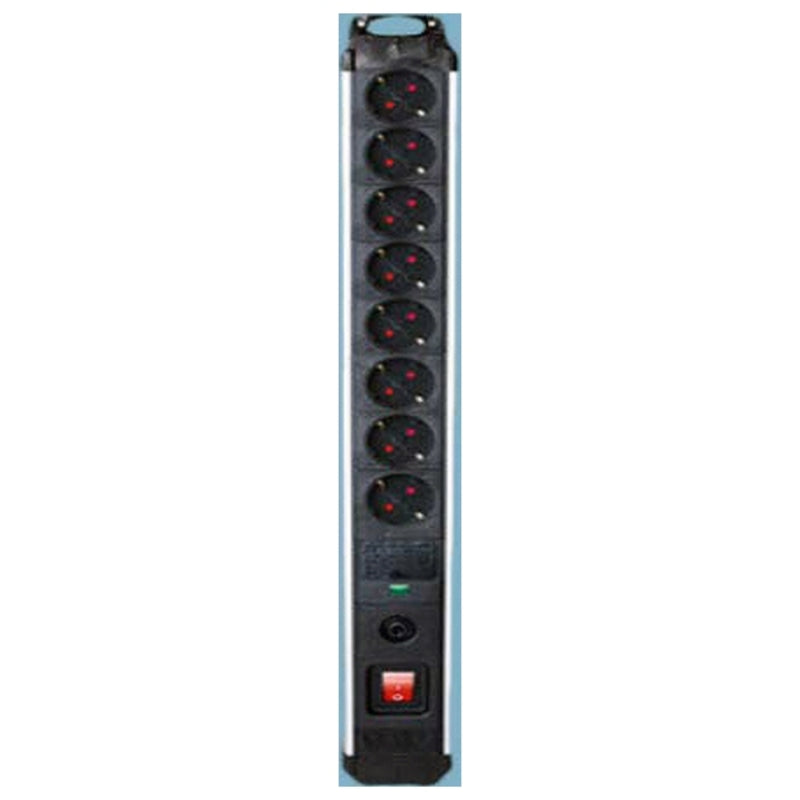 Power Socket 8 Sockets with Switch Silver Electronics 49648 3680W Black