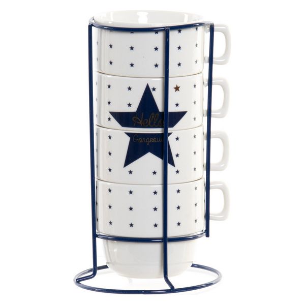 Piece Coffee Cup Set DKD Home Decor Star (200 ml) (4 pcs)