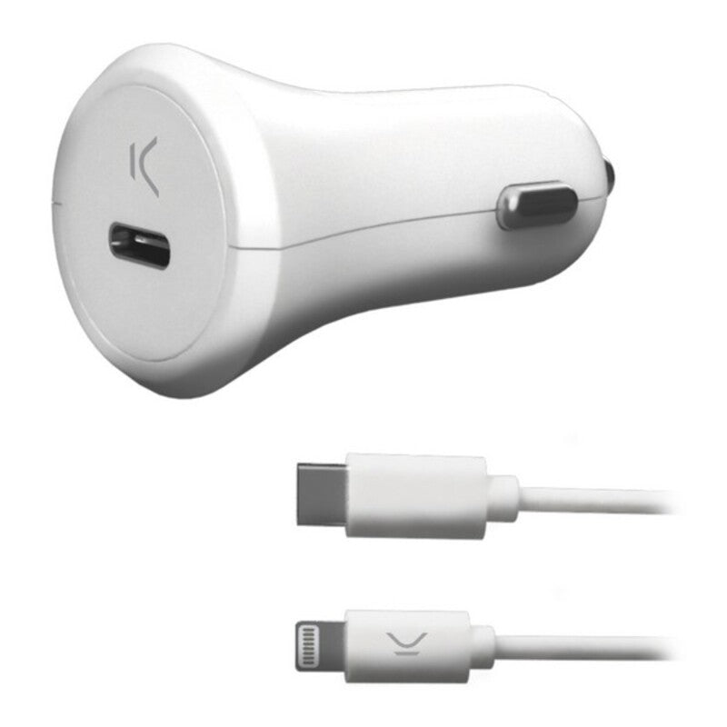 Caricabatteria da auto USB KSIX MFI 18W Bianco