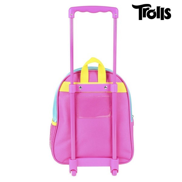 3D School Bag with Wheels Trolls Pink