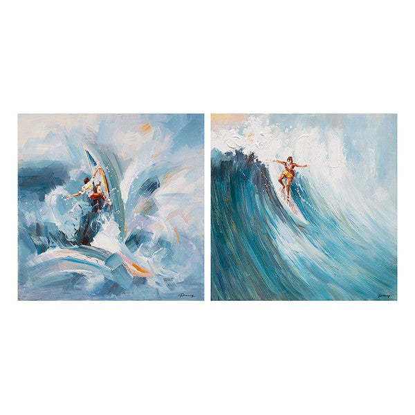 Set of 2 Oil Paintings Surf (100 x 4 x 100 cm)