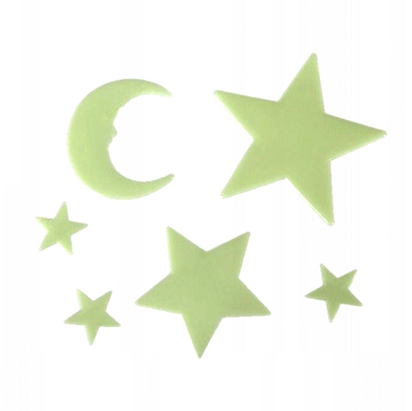 Universe Fluorescent Moon and Stars (15 Pieces)
