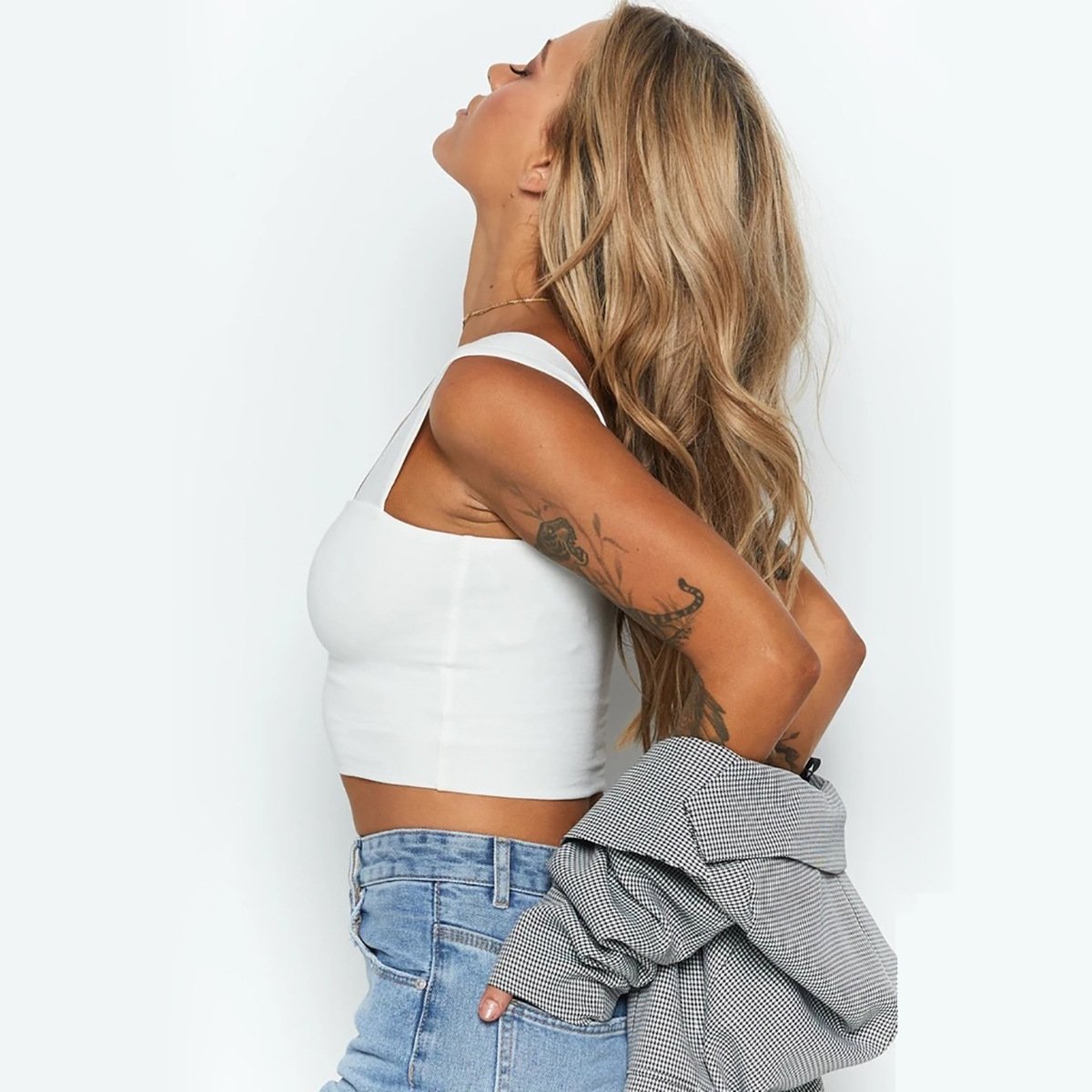 Women's Sexy Summer Basic Solid Sleeveless Stretch Crop Tank Top