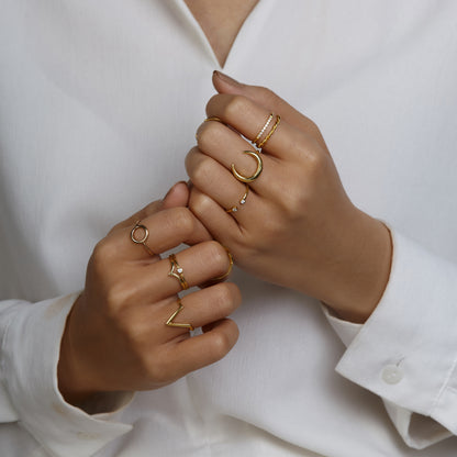Crescent Moon Ring Silver Horn Ring