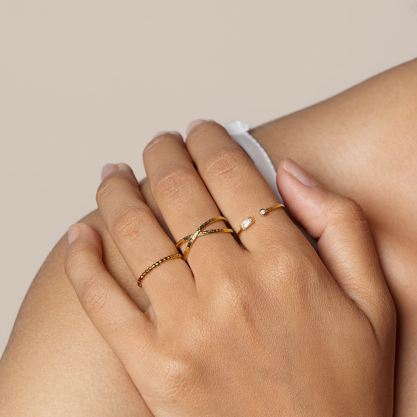 Double Ring Gold Dainty Minimalist Ring