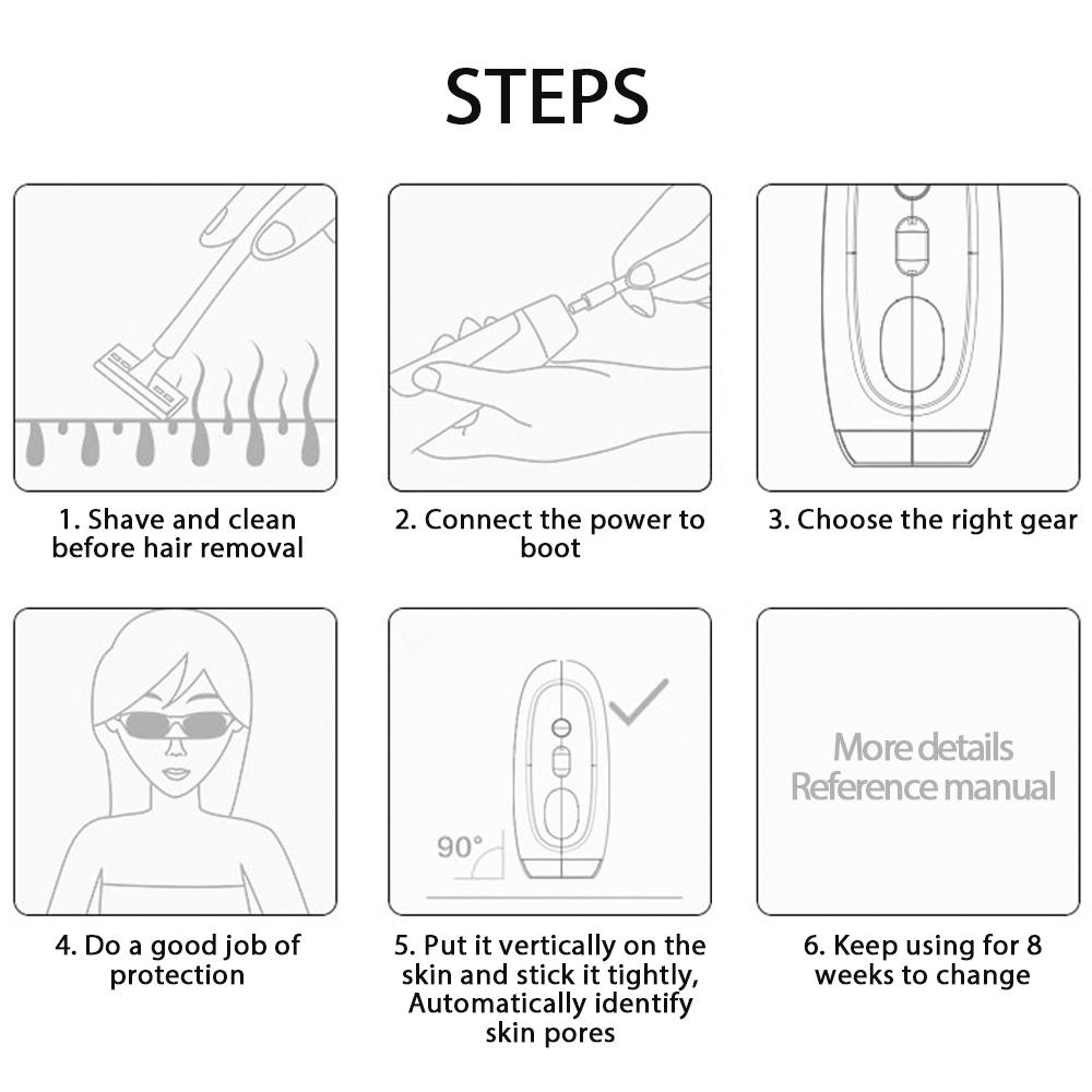 Smart Protable Safe Painless Laser Hair Removal Epilator(US plug)