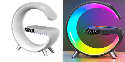 Intelligent G Shaped LED Lamp Bluetooth Speaker Wireless Charger Atmosphere Lamp App
