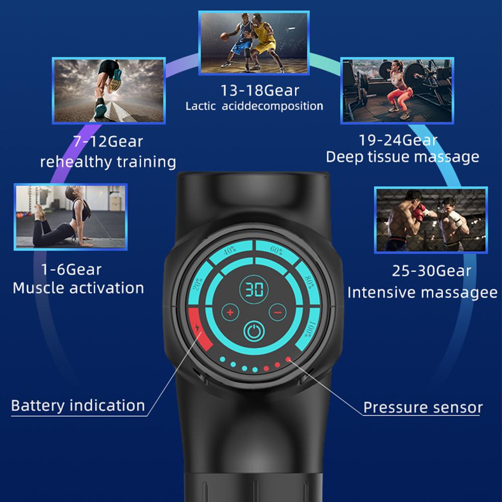 Massage Gun 30 Speed Tissue Powerful Percussion Massager With 6 Heads