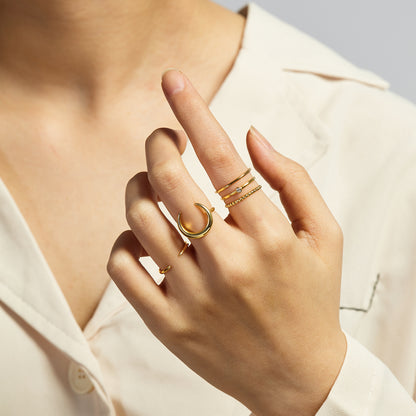 Crescent Moon Ring Silver Horn Ring