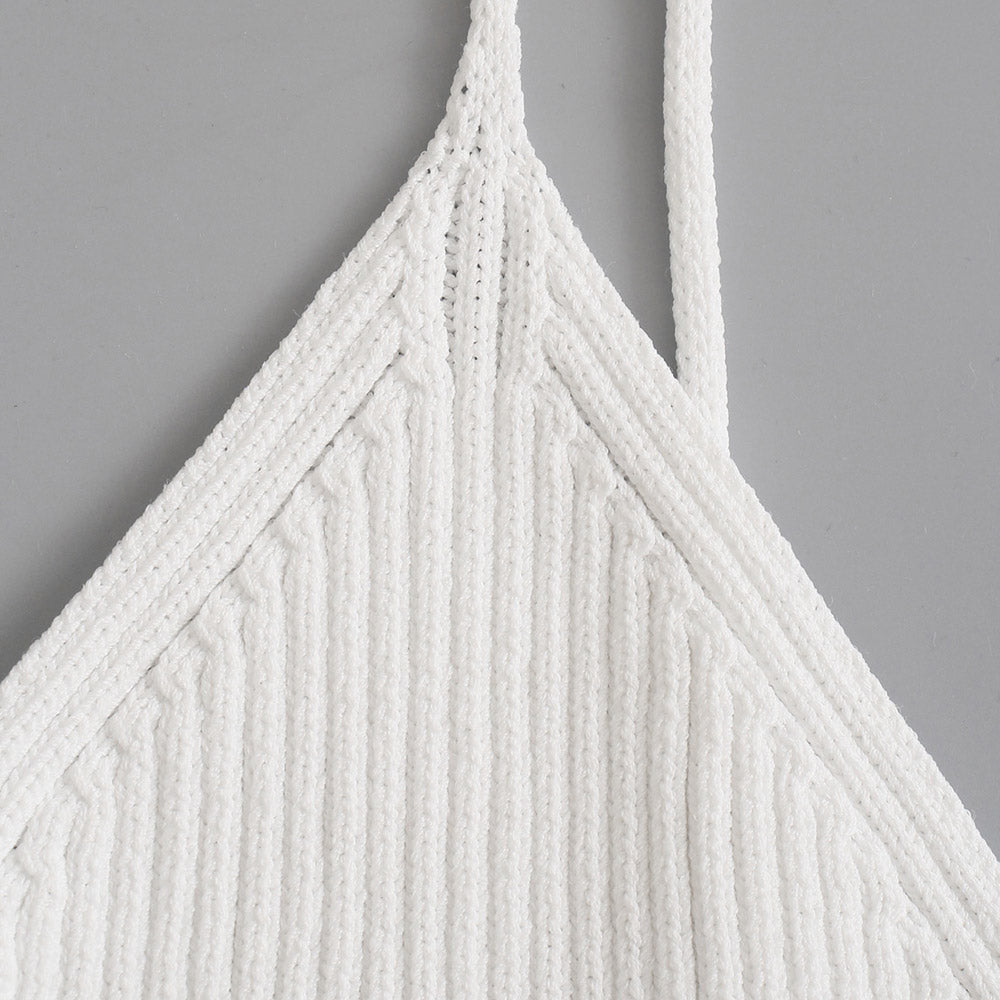 Fashion Ribbed Knit White Cropped Tank Tops