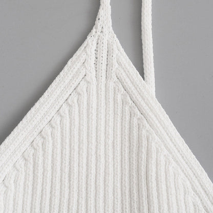Fashion Ribbed Knit White Cropped Tank Tops