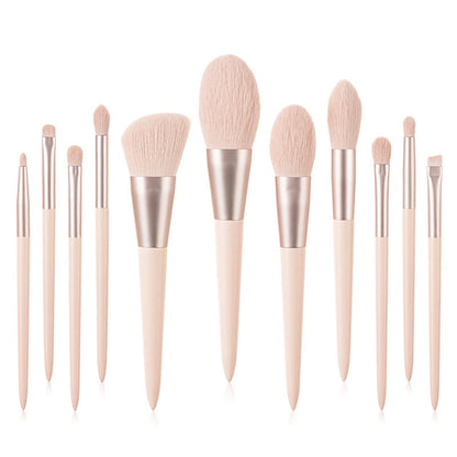Set di pennelli per trucco rosa da 11 pezzi, ombretto, eyeliner, ciglia 