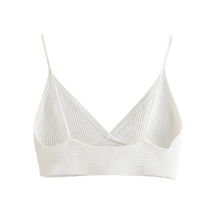 Fashion Ribbed Knit White Cropped Tank Tops