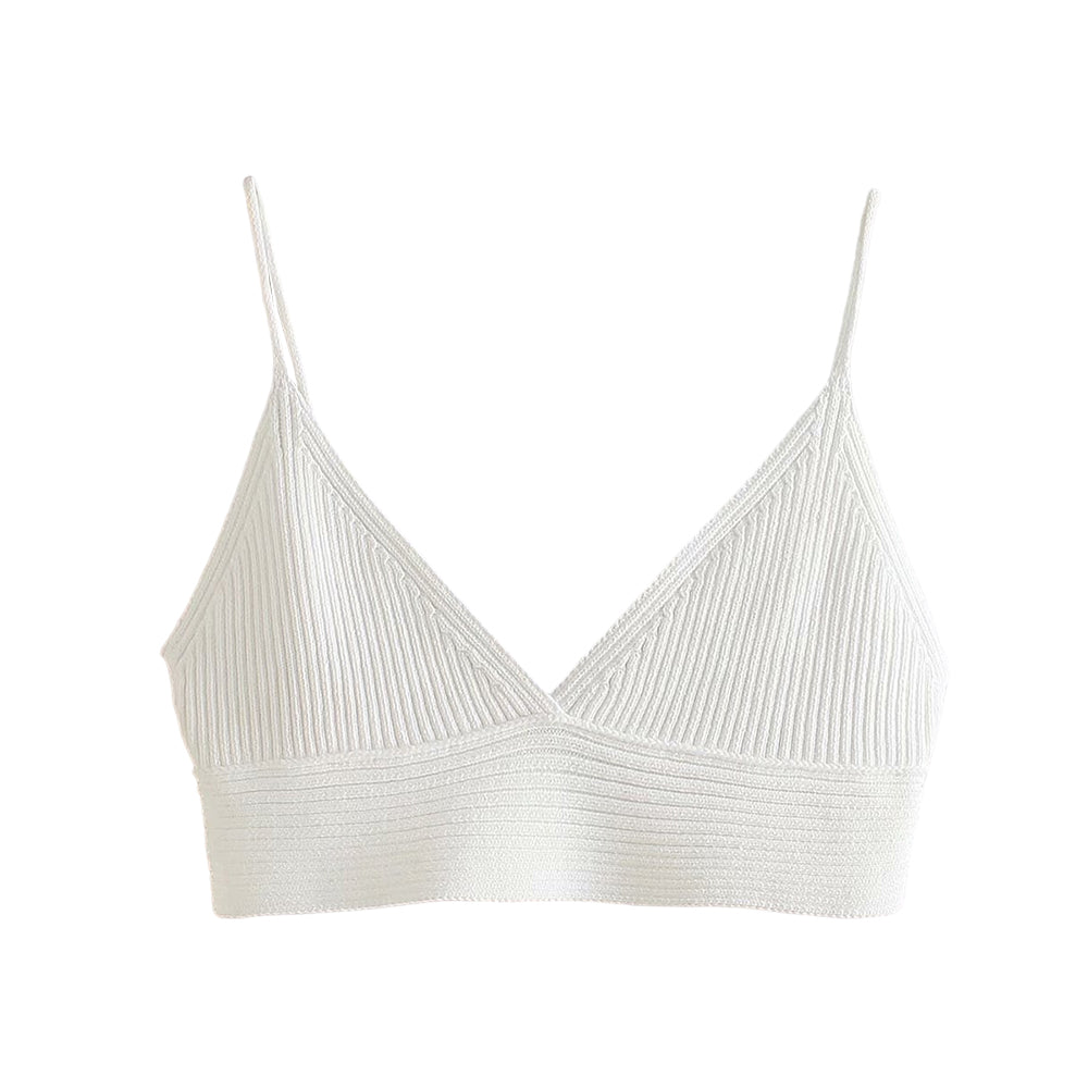 Fashion Ribbed Knit White Cropped Tank Tops