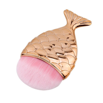 Set di pennelli per trucco in oro rosa con diamanti da 11 pezzi a forma di sirena a coda di pesce 