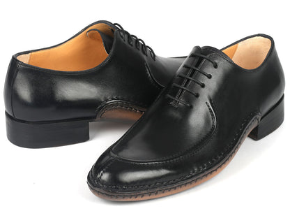 Paul Parkman Opanka Stitched Men's Split-Toe Black Leather Oxford