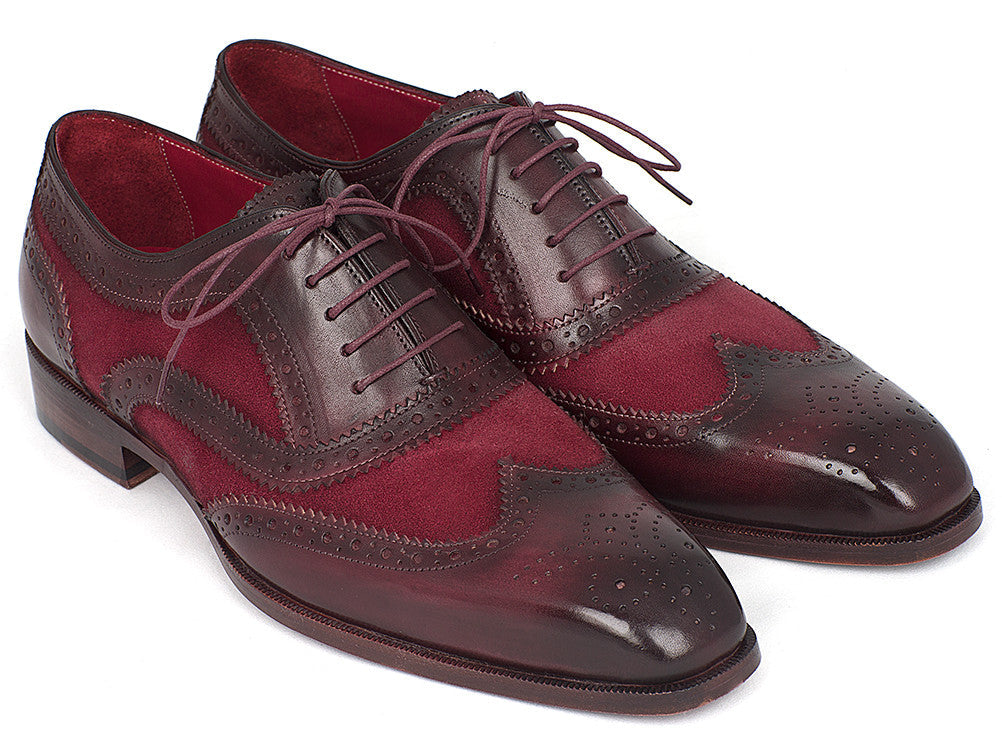 Paul Parkman Suede & Calfskin Men's Wingtip Oxfords Bordeaux