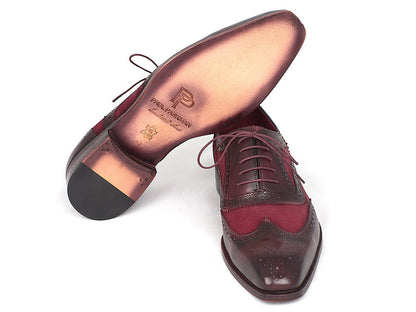 Paul Parkman Suede & Calfskin Men's Wingtip Oxfords Bordeaux