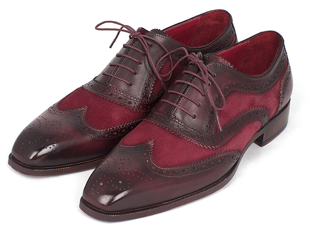 Paul Parkman Suede & Calfskin Men's Wingtip Oxfords Bordeaux