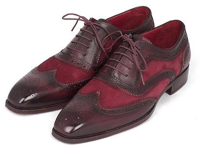 Paul Parkman Suede & Calfskin Men's Wingtip Oxfords Bordeaux