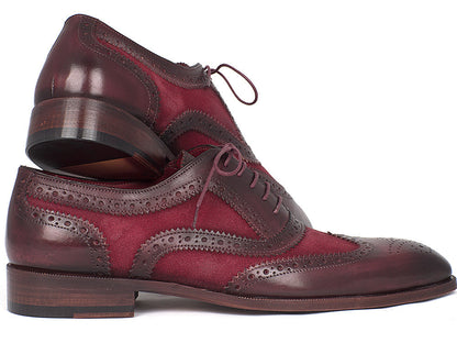 Paul Parkman Suede & Calfskin Men's Wingtip Oxfords Bordeaux