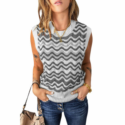 Knit Tank Vest Hollow Out Lace Crochet Sleeveless Vest