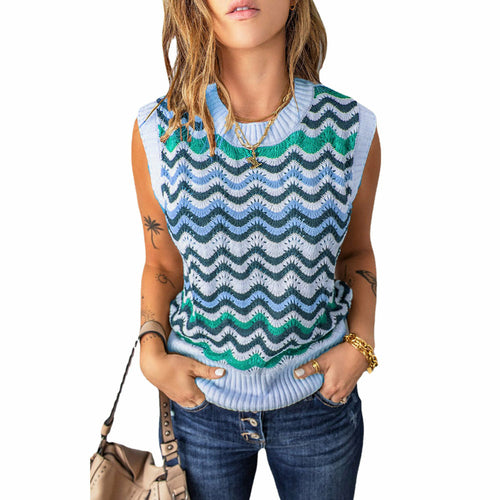 Knit Tank Vest Hollow Out Lace Crochet Sleeveless Vest
