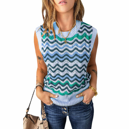 Knit Tank Vest Hollow Out Lace Crochet Sleeveless Vest