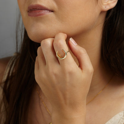 Crescent Moon Ring Silver Horn Ring