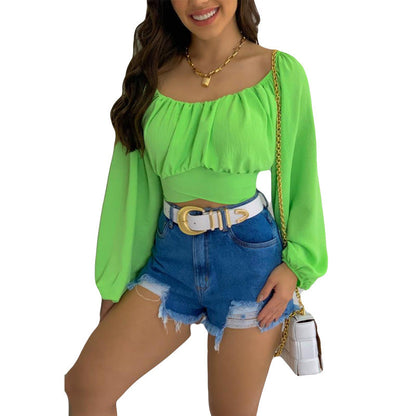 Camicia con maniche allacciate sexy con maniche a lanterna
