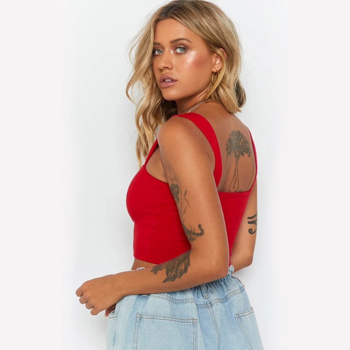 Women's Sexy Summer Basic Solid Sleeveless Stretch Crop Tank Top