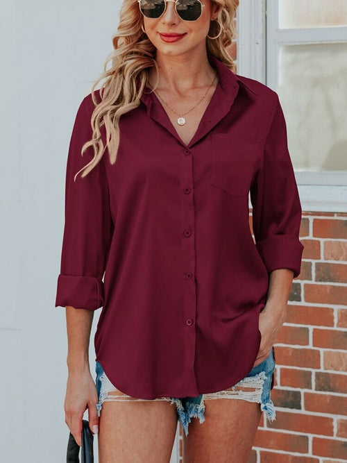 Pink Silks Satin Shirts Blouses