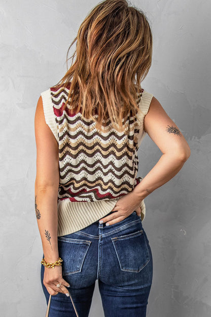 Knit Tank Vest Hollow Out Lace Crochet Sleeveless Vest