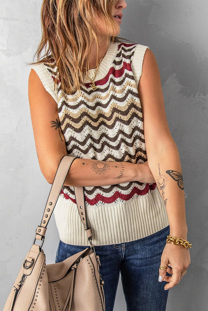 Knit Tank Vest Hollow Out Lace Crochet Sleeveless Vest