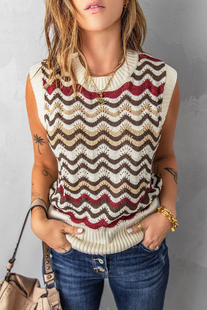 Knit Tank Vest Hollow Out Lace Crochet Sleeveless Vest
