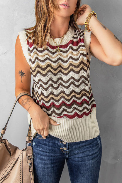 Knit Tank Vest Hollow Out Lace Crochet Sleeveless Vest
