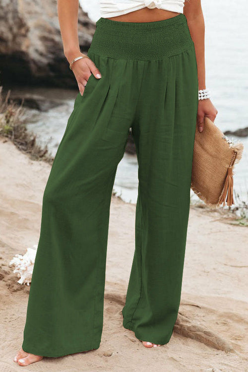 Summer for  Pants Office Lady Cotton Linen Pockets Solid Loose Casual