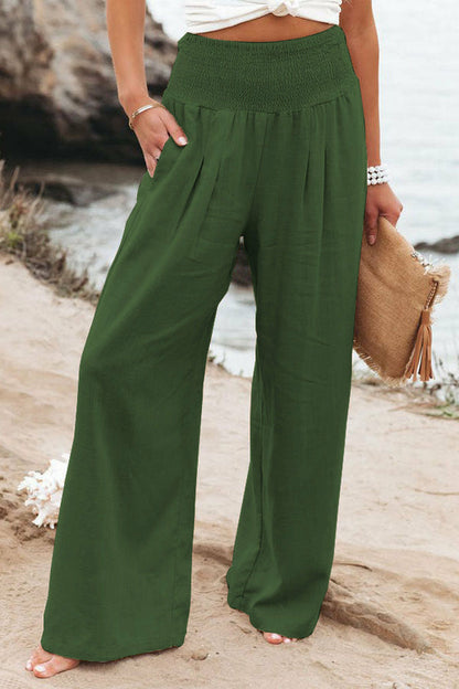 Summer for  Pants Office Lady Cotton Linen Pockets Solid Loose Casual