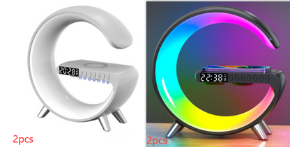 Intelligent G Shaped LED Lamp Bluetooth Speaker Wireless Charger Atmosphere Lamp App