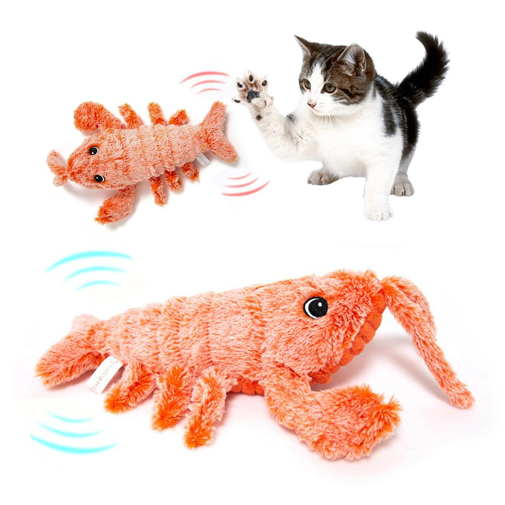 Giocattoli per animali domestici Gamberetti saltatori elettrici Simulazione di ricarica USB Aragosta Divertente gatto Peluche per animali domestici