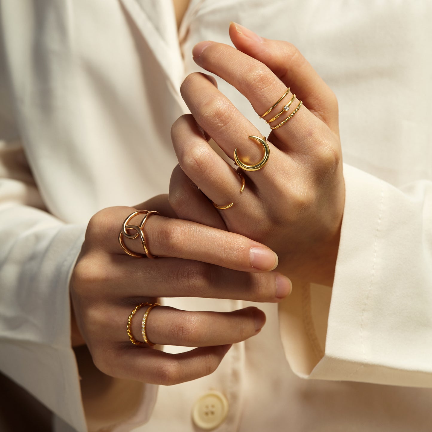 Crescent Moon Ring Silver Horn Ring
