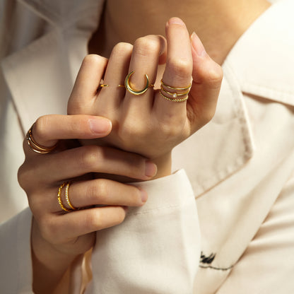 Crescent Moon Ring Silver Horn Ring