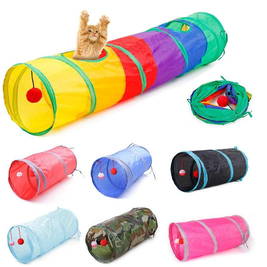 7 Color Funny Pet Cat Cave Tunnel Cat Play Rainbown Tunnel Brown