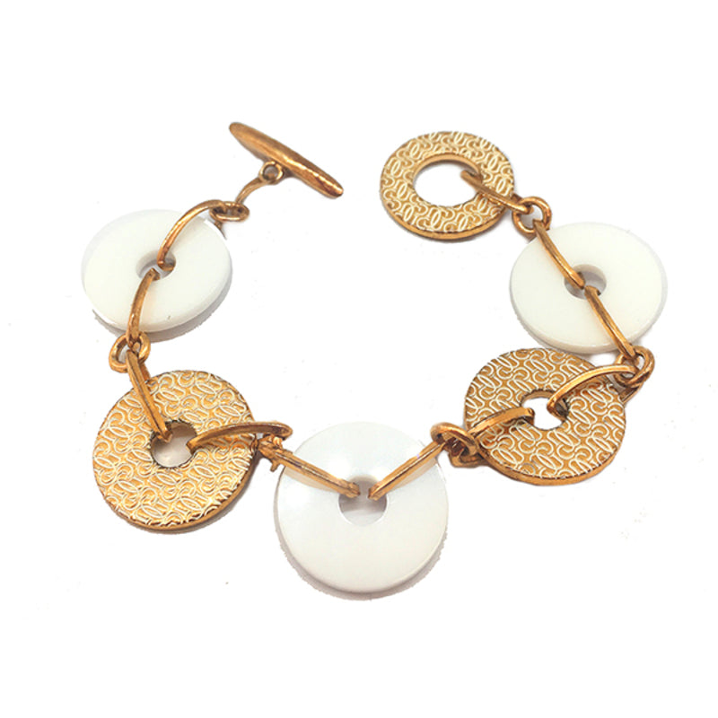Ladies'Bracelet Guess CWB10902 White Ceramic Steel Golden Steel/Ceramic (21 cm)